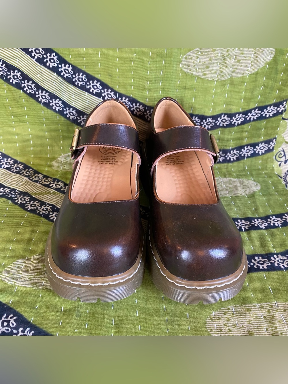 Meizudongli Brown Leather Mary Jane Chunky Platform Shoes 8/8.5 Y2K Revival - Picture 3 of 15